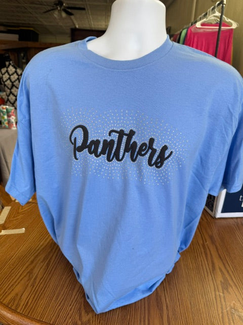 Panthers youth Hanes Short sleeve  Panther Bling with Starburst and Puff design
