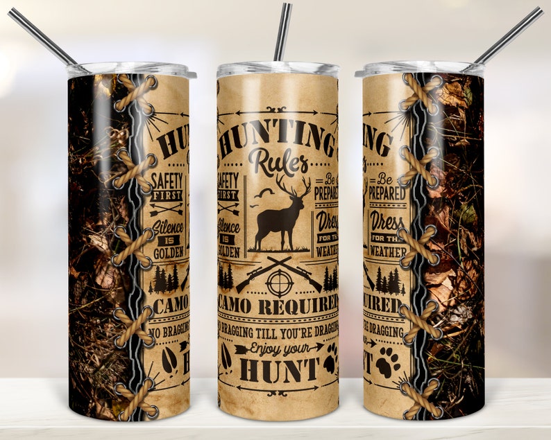 Hunting Rules 20 ounce tumbler with two lids