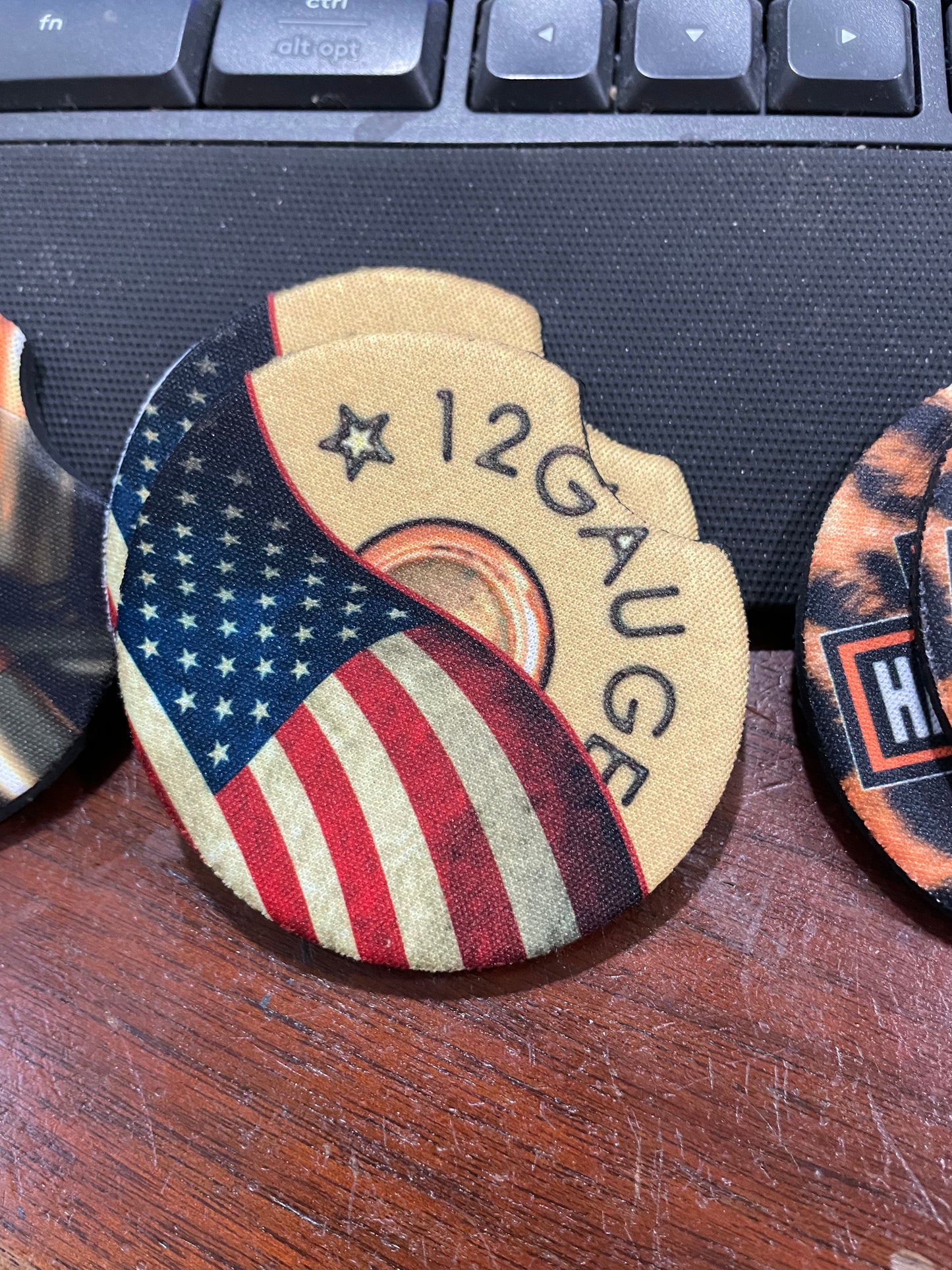 12 gauge and the American flag car coasters