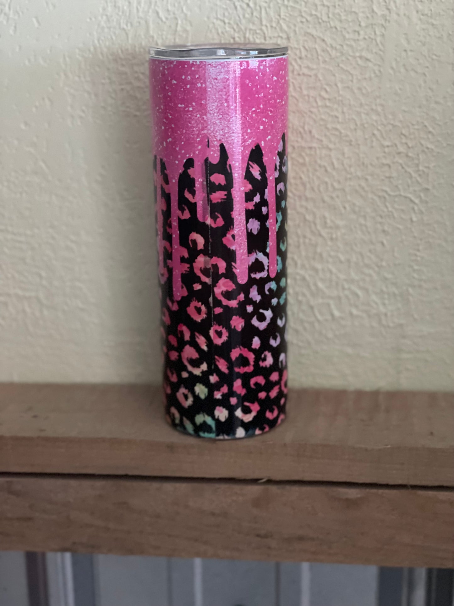 Hot Pink Glitter Drip Lisa Frank inspired leopard print bright colors