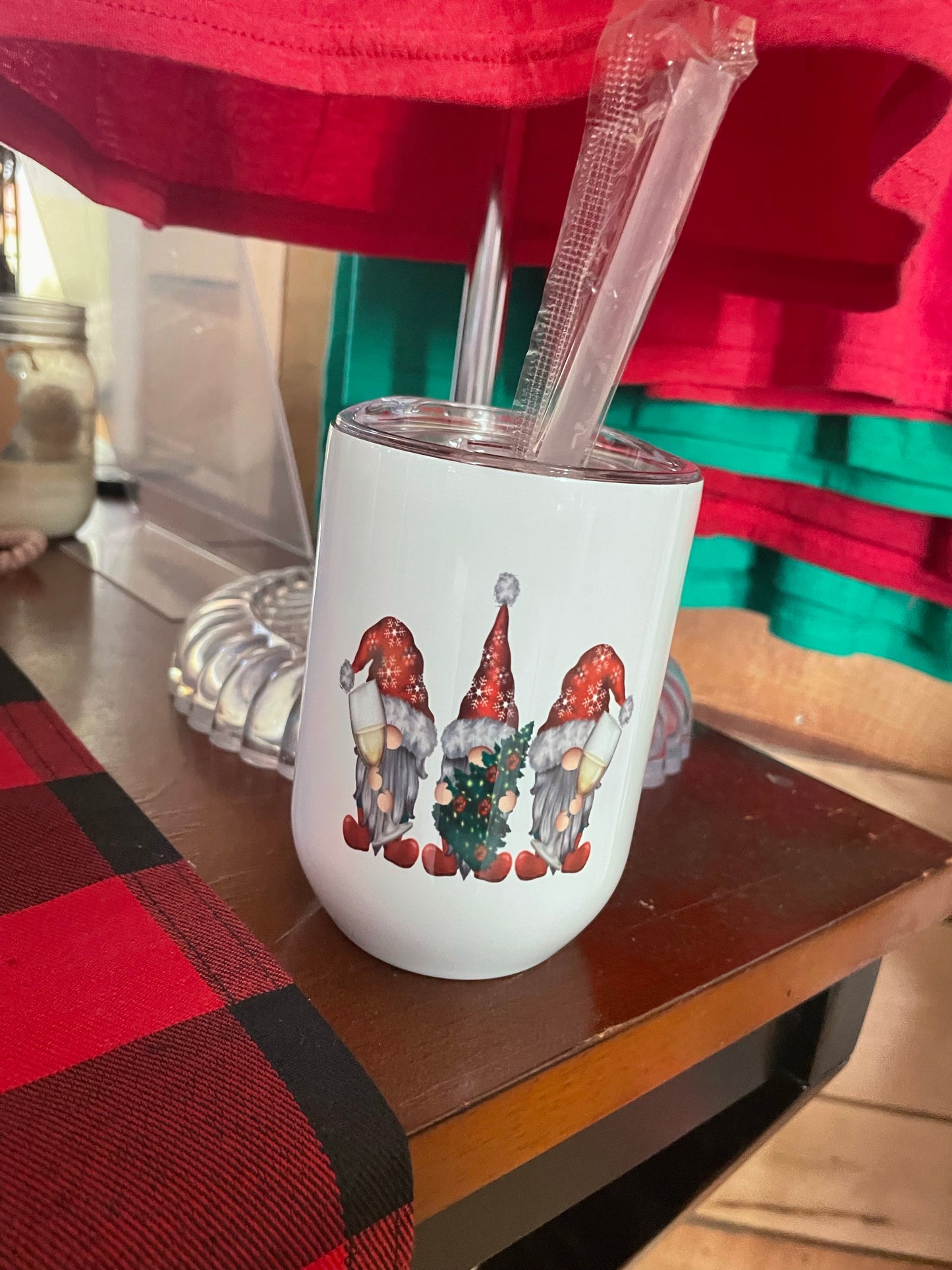 Gnomes with Wine Glasses 12 ounce Tumbler