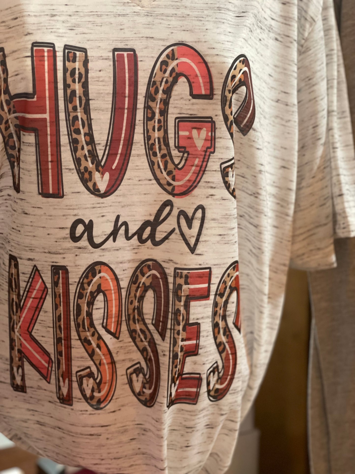 V Neck Hugs and Kisses Leopard with Pinks