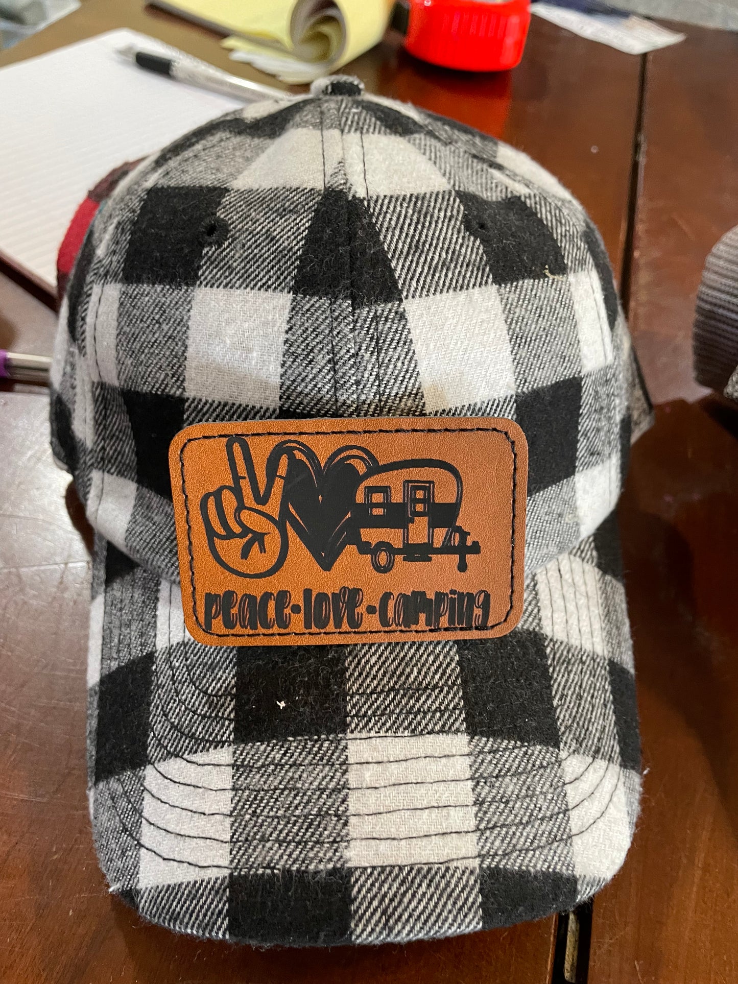 Peace LOVE Camping Leather Patch Only - Hat not included