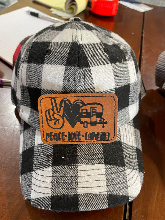 Peace LOVE Camping Leather Patch Only - Hat not included