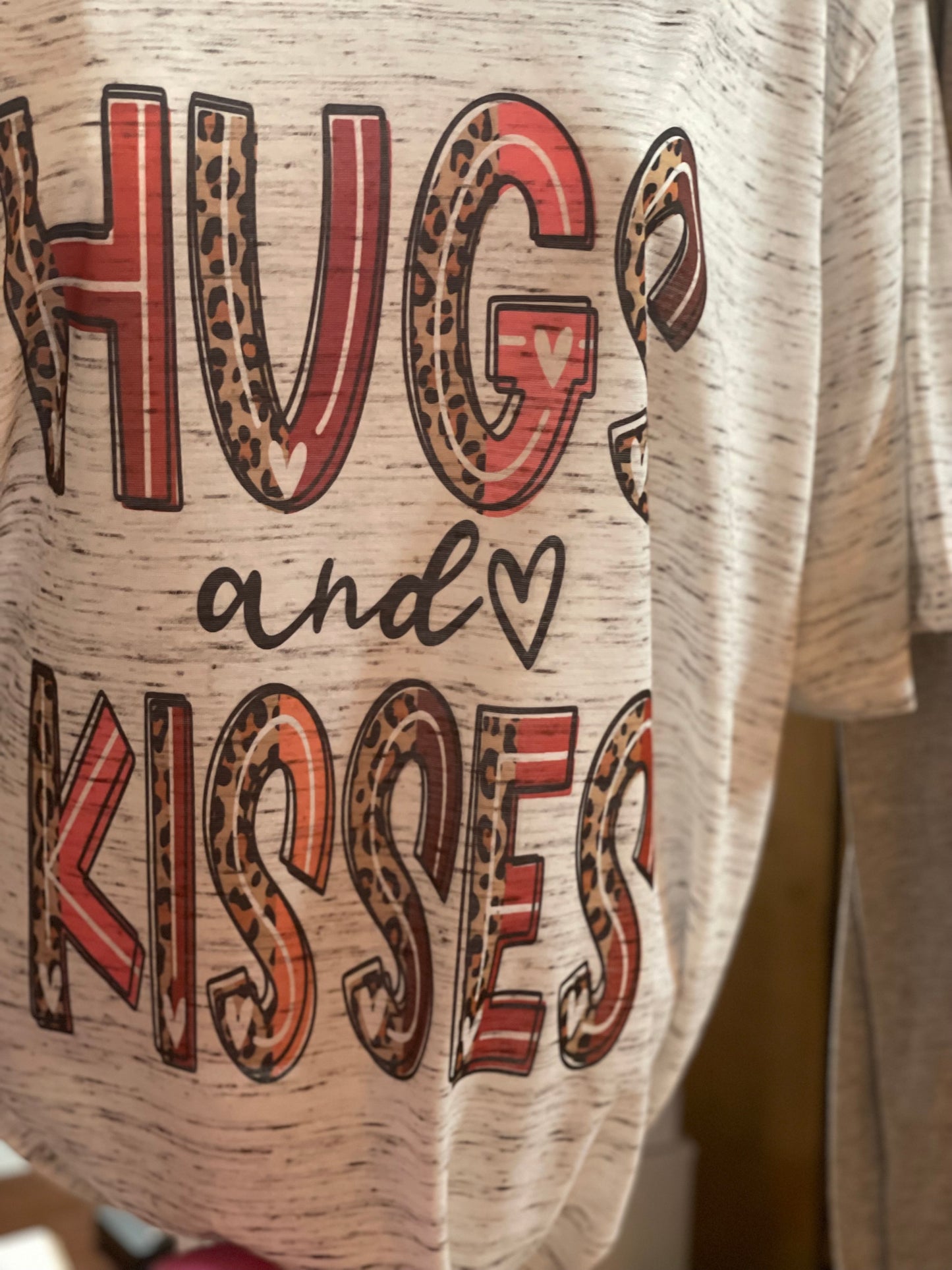V Neck Hugs and Kisses Leopard with Pinks