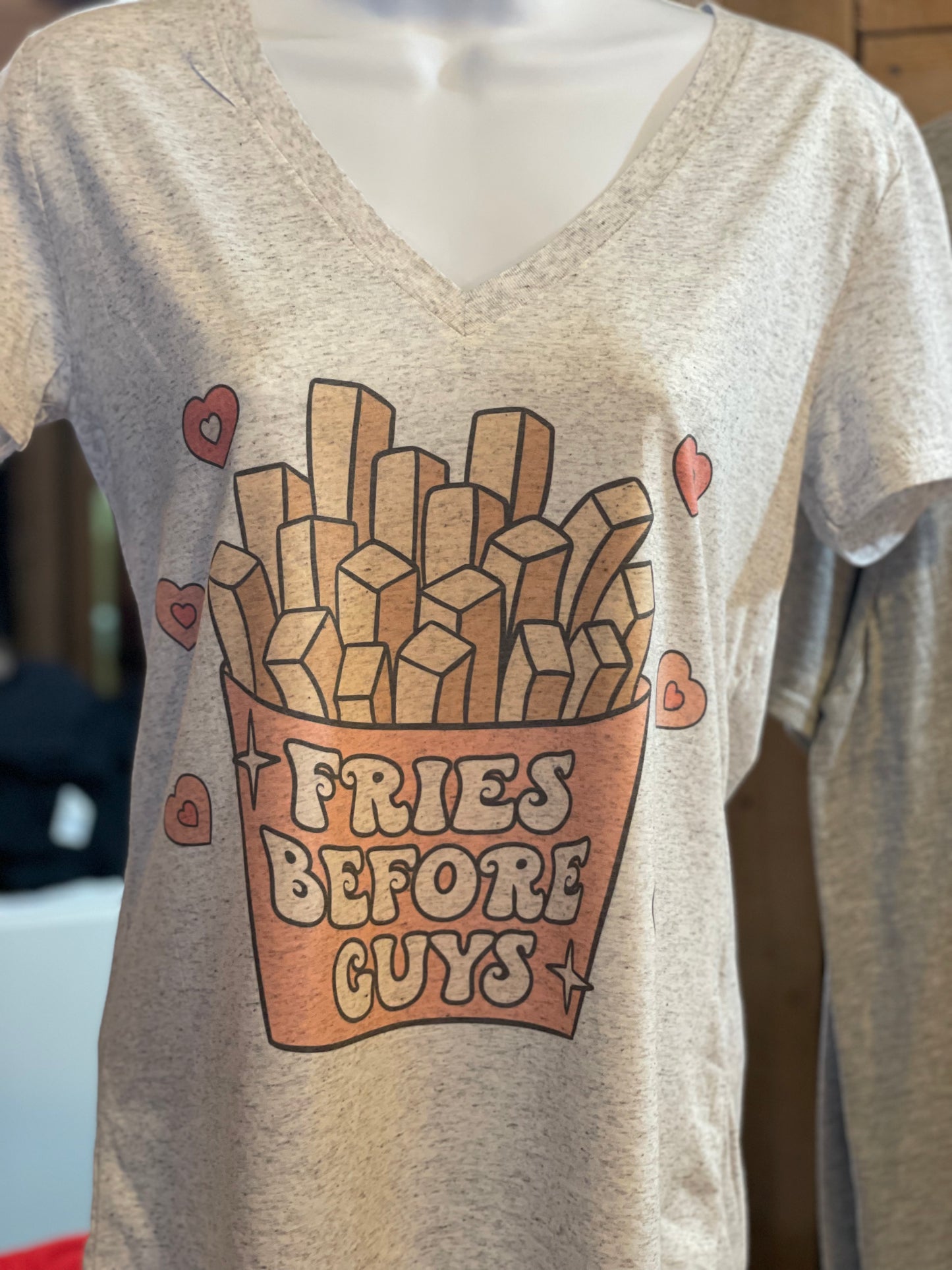 Fries Before Guys  V Neck TSHIRT